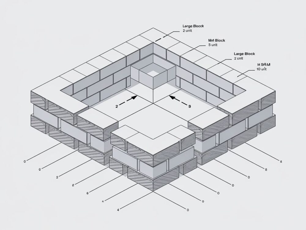 Bloczki do budowy fundamentu w magazynie