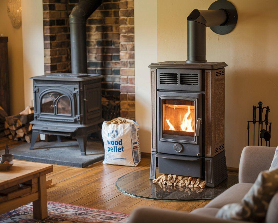 Ciepły i przytulny pokój z piecem na pellet