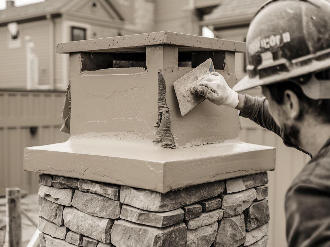 Fachowiec przy pracy nad kominem