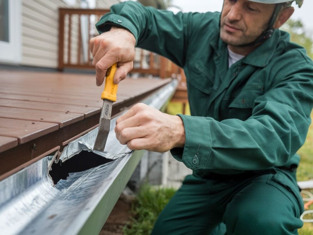 Krok po kroku naprawa rynny