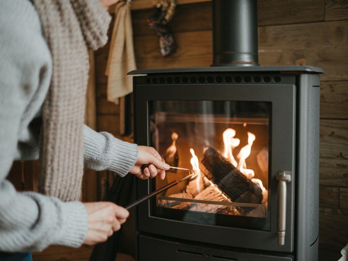 Ładowanie ekogroszku do pieca