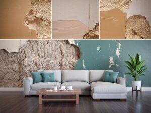 Nierówna ściana z różnymi wykończeniami