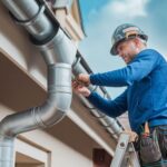 Osoba montująca mauser do rynny