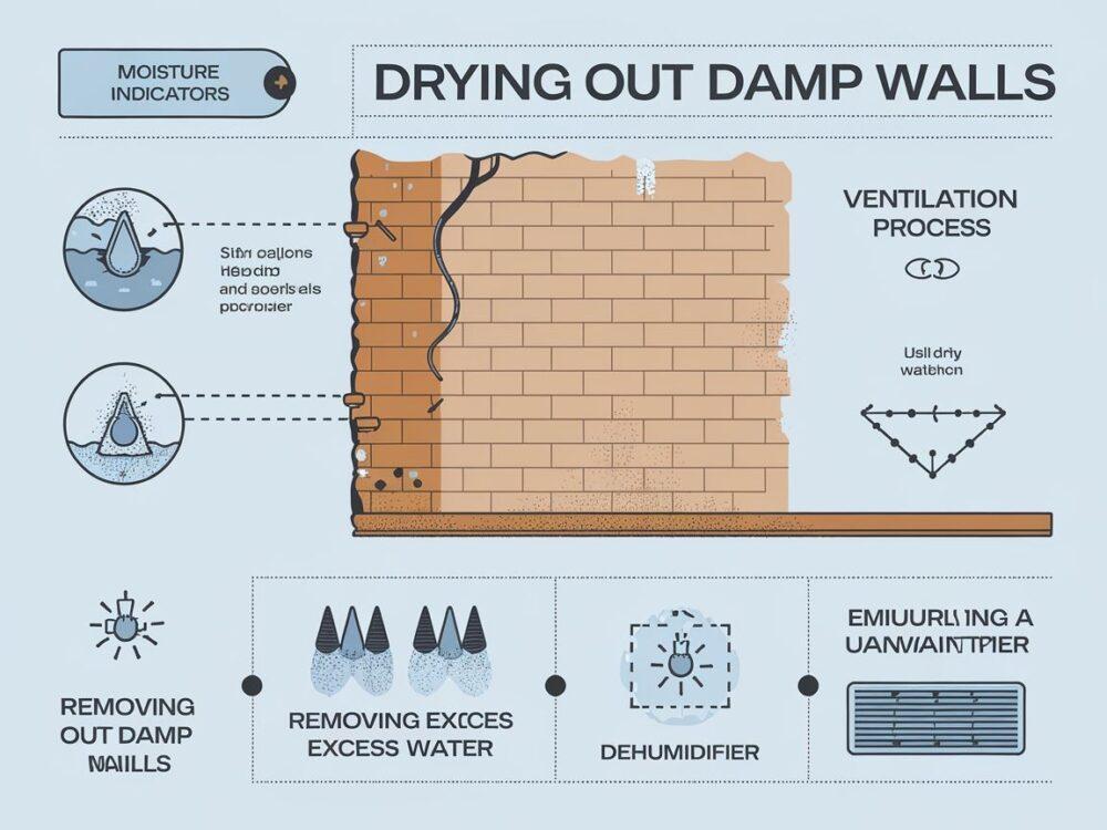 Osuszanie ściany za pomocą osuszacza