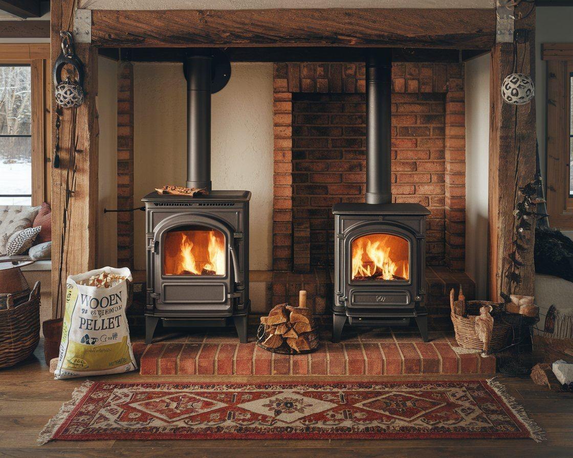 Piec na pellet w nowoczesnym wnętrzu