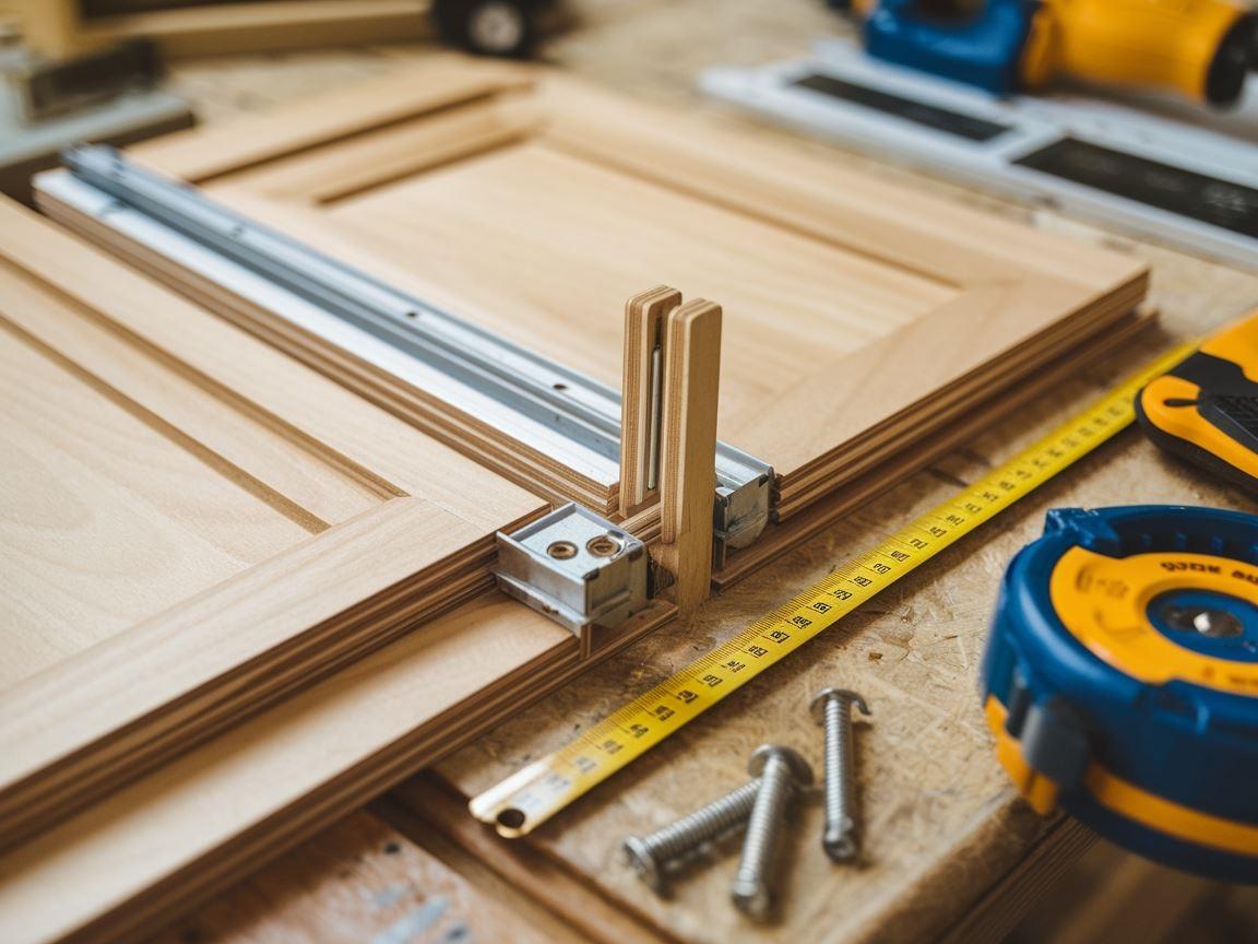 Praca rąk przy tworzeniu drzwi lamanych