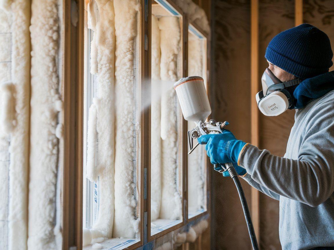 Profesjonalista montujący izolację