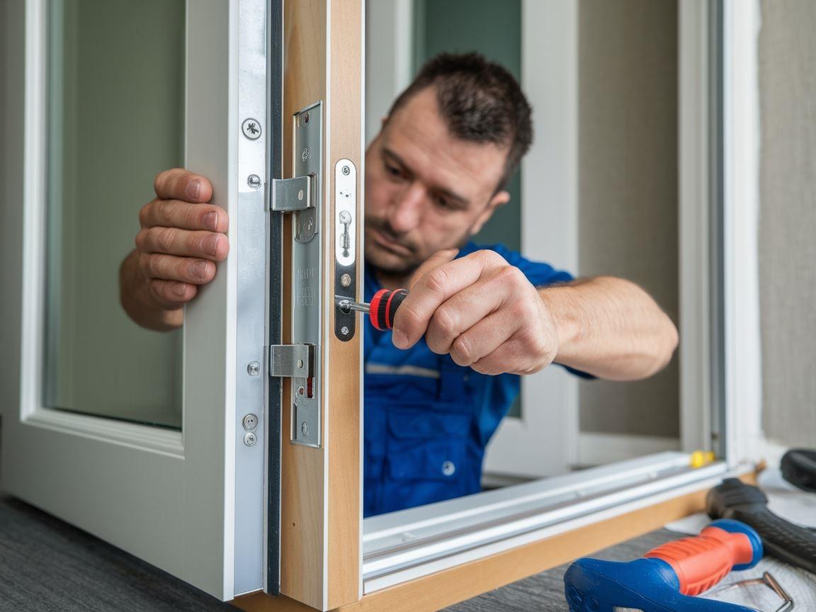 Zbliżenie na zawiasy drzwi