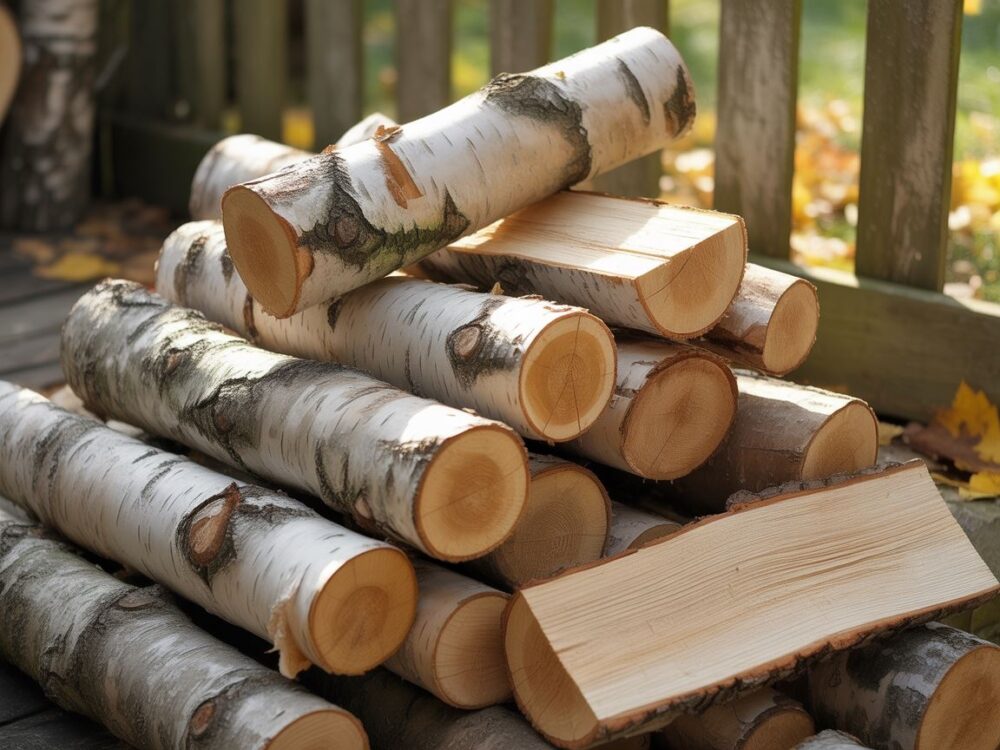 Stos świeżego drewna