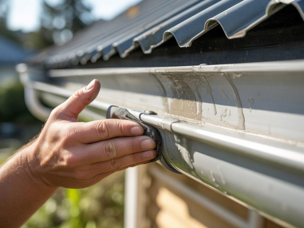 Usuwanie brudu z rynien