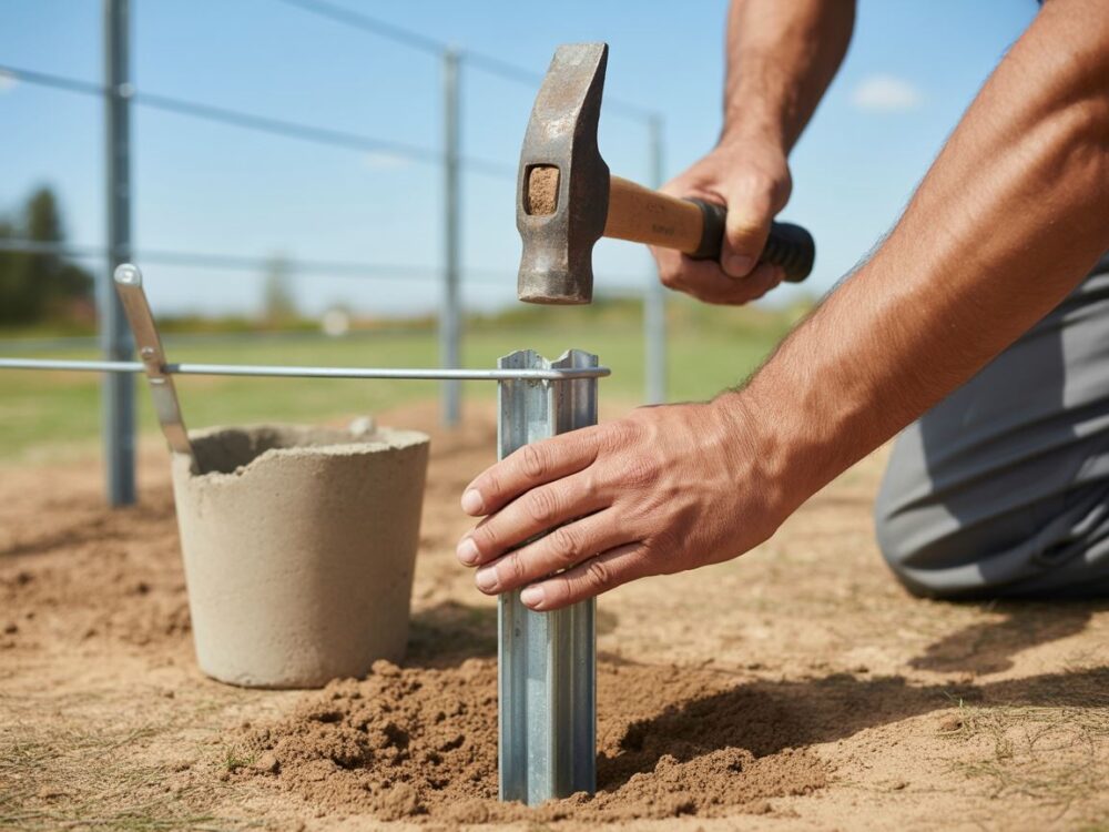 Wbijanie słupka ogrodzeniowego